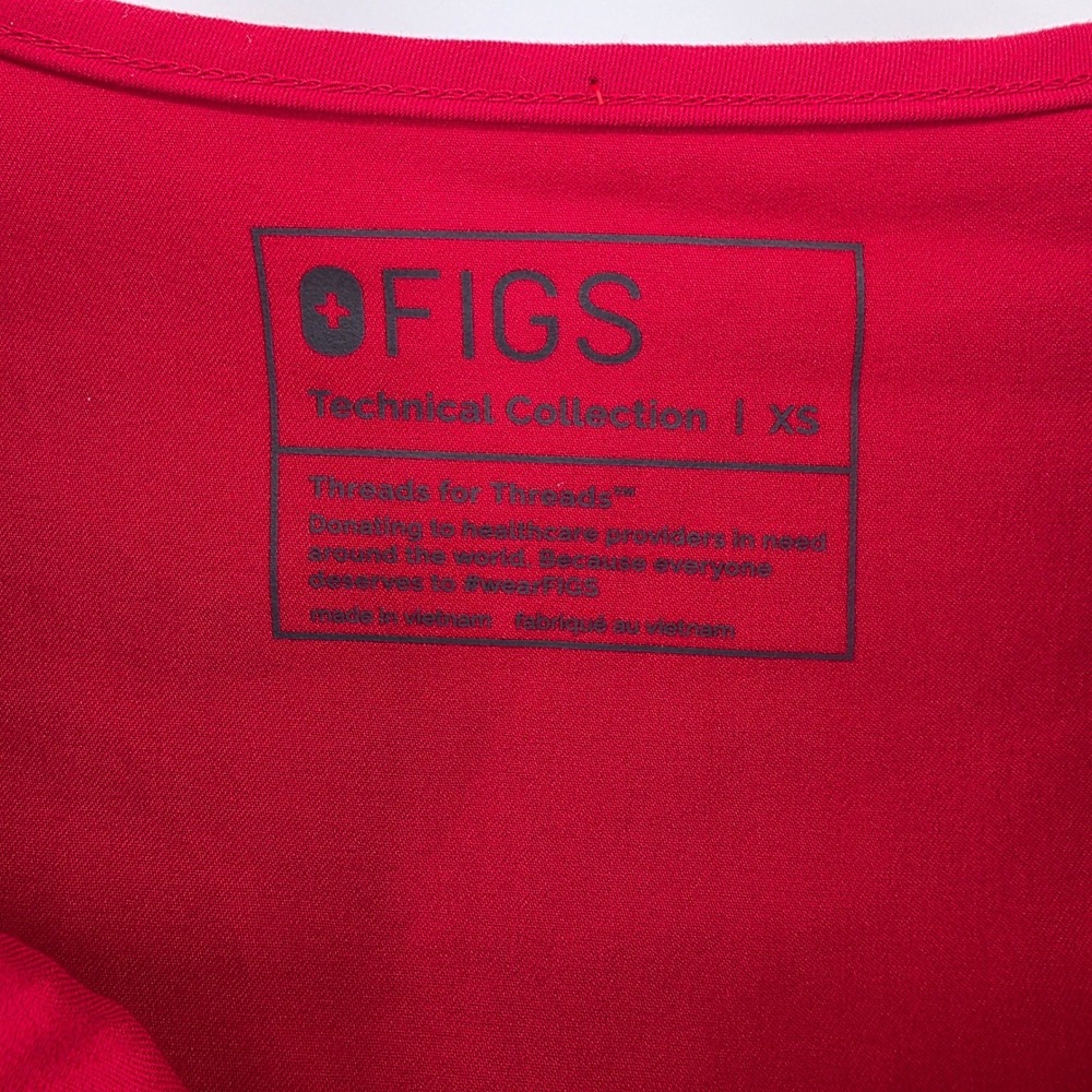 FIGS Technical Collection Womens XS Red Casma V-Neck One-Pocket Scrub Top - Picture 3 of 5